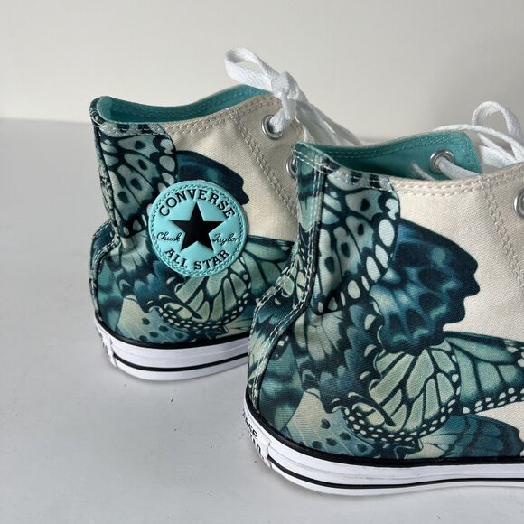 Converse Unisex Chuck Taylor All Star Hi Top Womens 10 Turquoise Butterfly Print - Picture 8 of 9